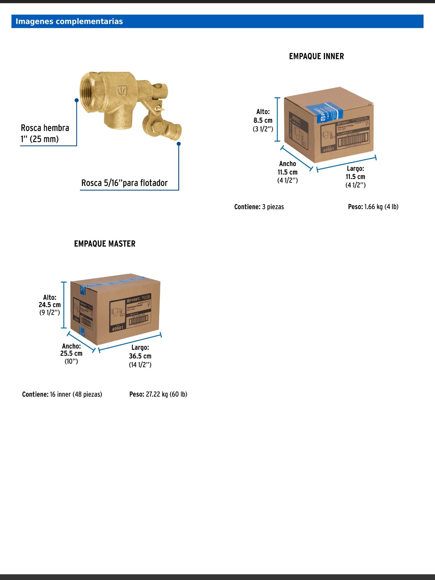 Válvula de flotador de latón 1" reforzada