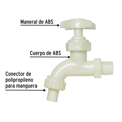 Llave para Manguera, de Plástico 65 g, Entrada 1/2"