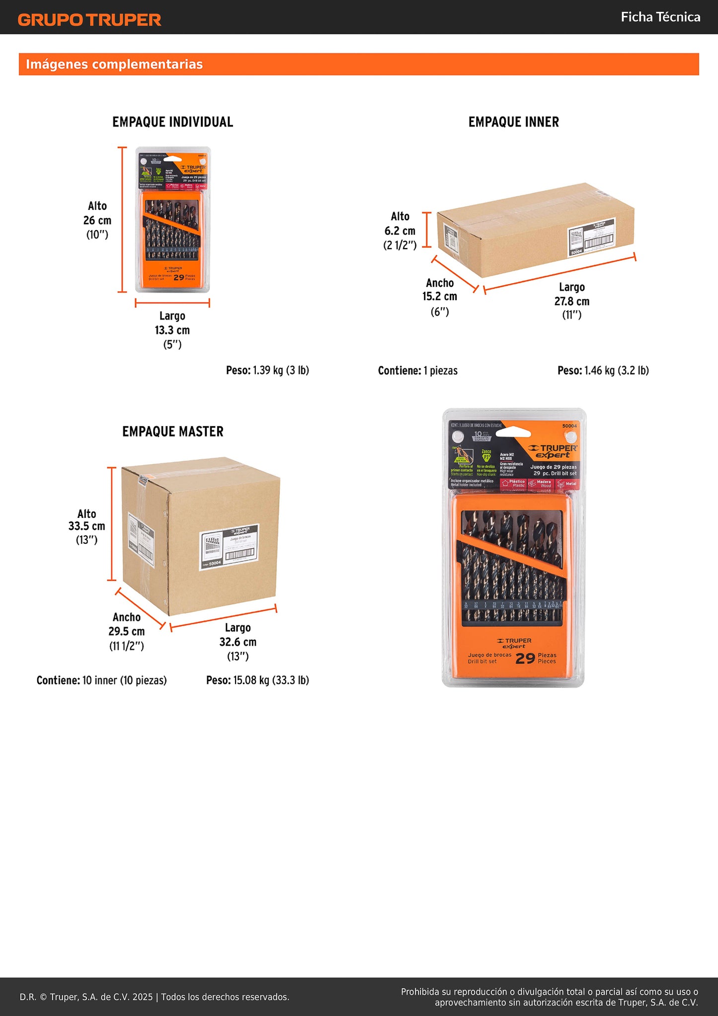 Juego de 29 brocas HSS para metal en estuche con punta Split Point