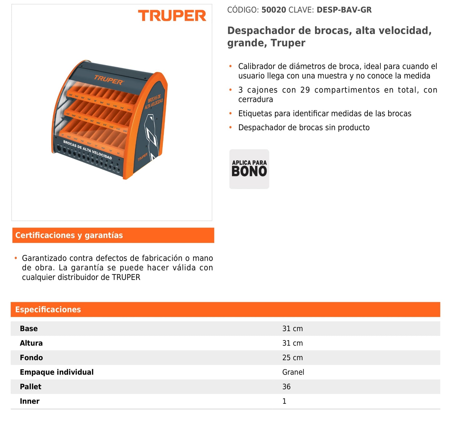 Despachador de Brocas de Alta Velocidad Grande