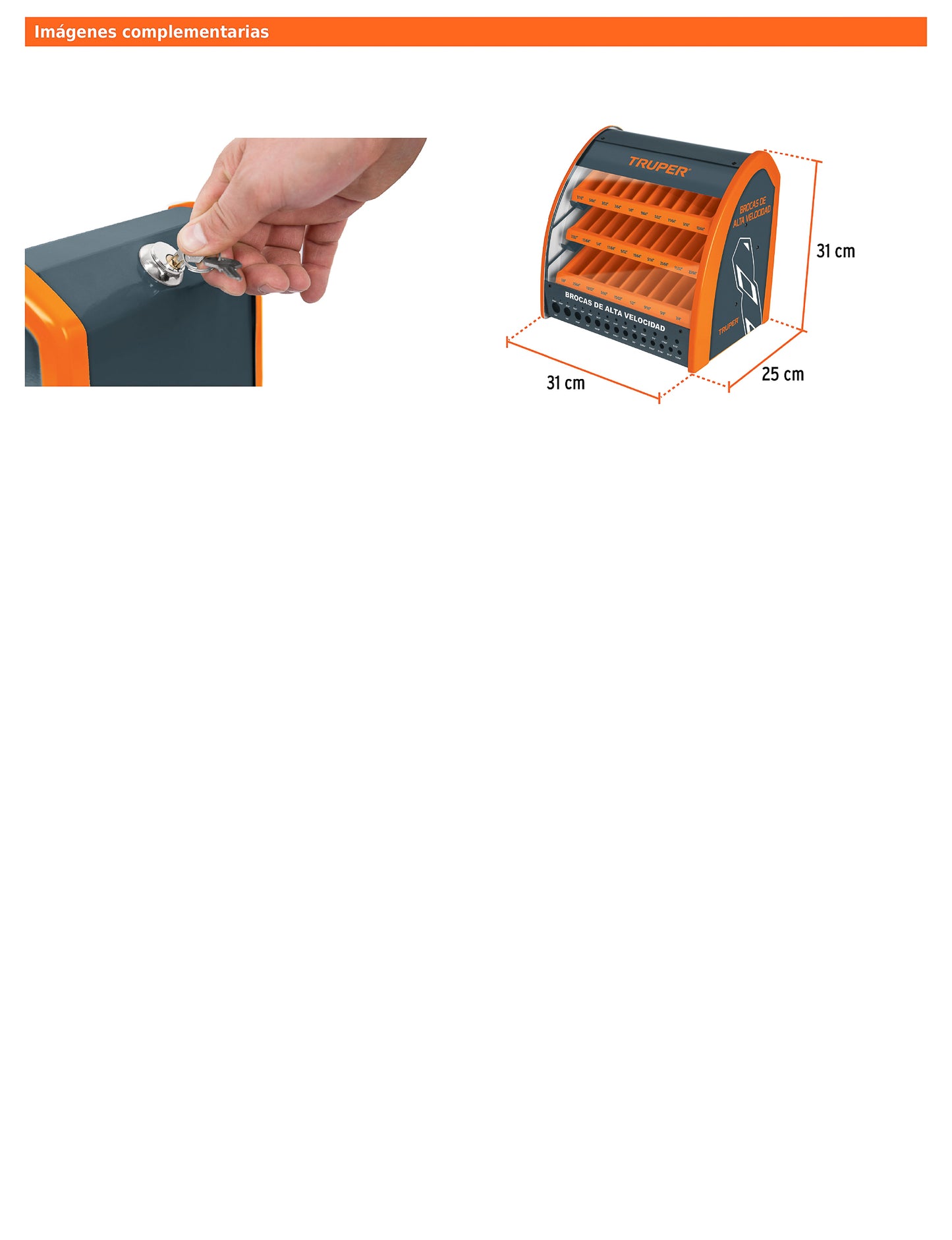 Despachador de brocas grande con calibrador de diámetros