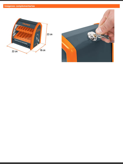 Despachador de brocas chico con calibrador de diámetros