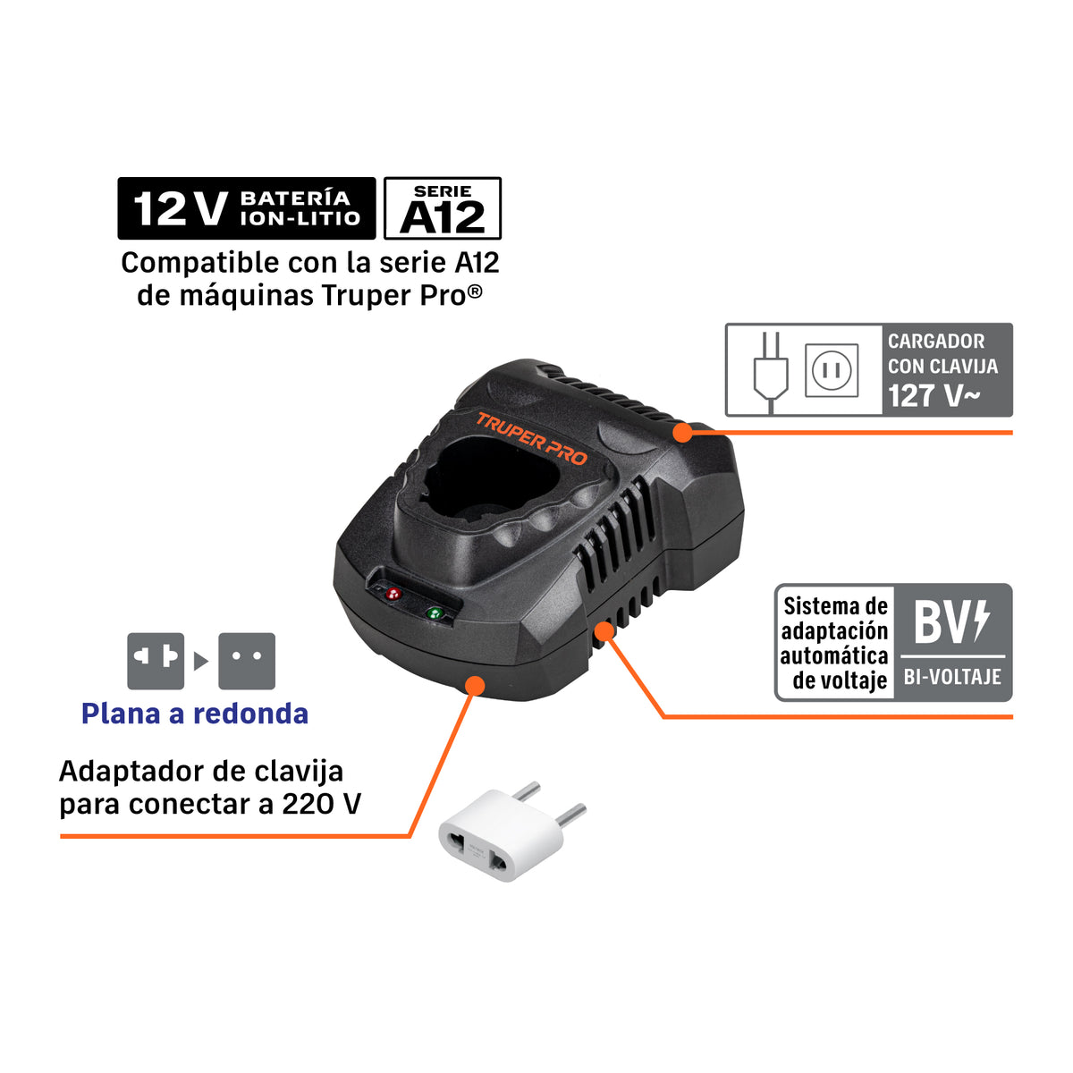 Cargador de baterías de ion litio de 12 V, TRUPER PRO · vista 4