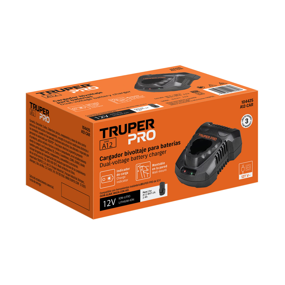 Cargador de baterías de ion litio de 12 V, TRUPER PRO · vista 3