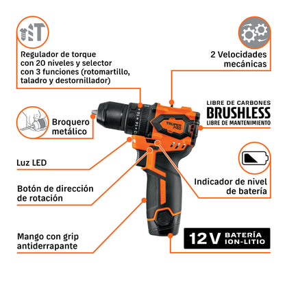 Combo rotomartillo/dest + dest/impacto, 12V TRUPER PRO · vista 7