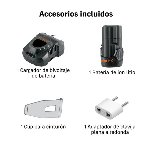 Rotomartillo/destornillador 3/8", 12V, 1 batería 2 Ah, PRO · vista 2