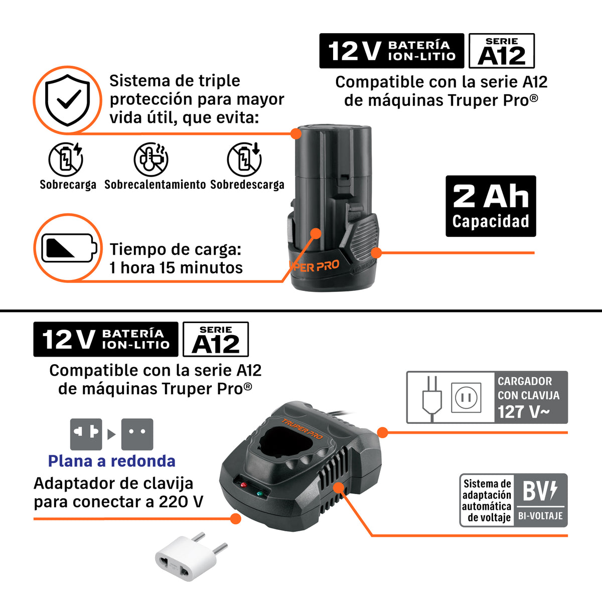 Rotomartillo/destornillador 3/8", 12V, 1 batería 2 Ah, PRO · vista 5