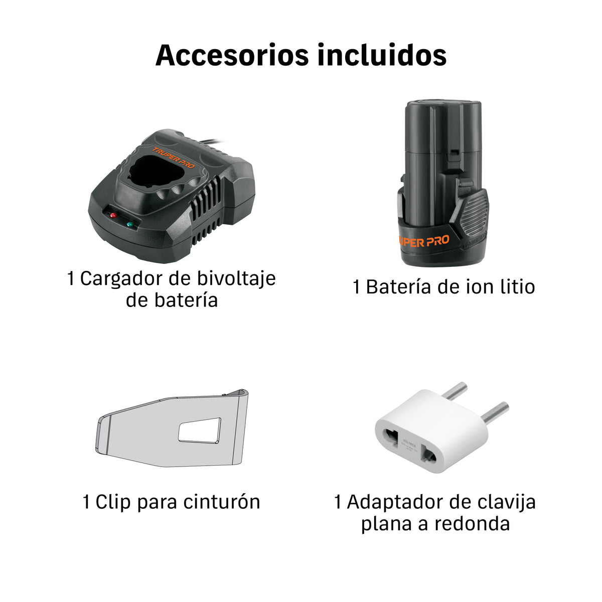Taladro/destornillador 3/8", 12V, 1 batería 2Ah, TRUPER PRO · vista 2
