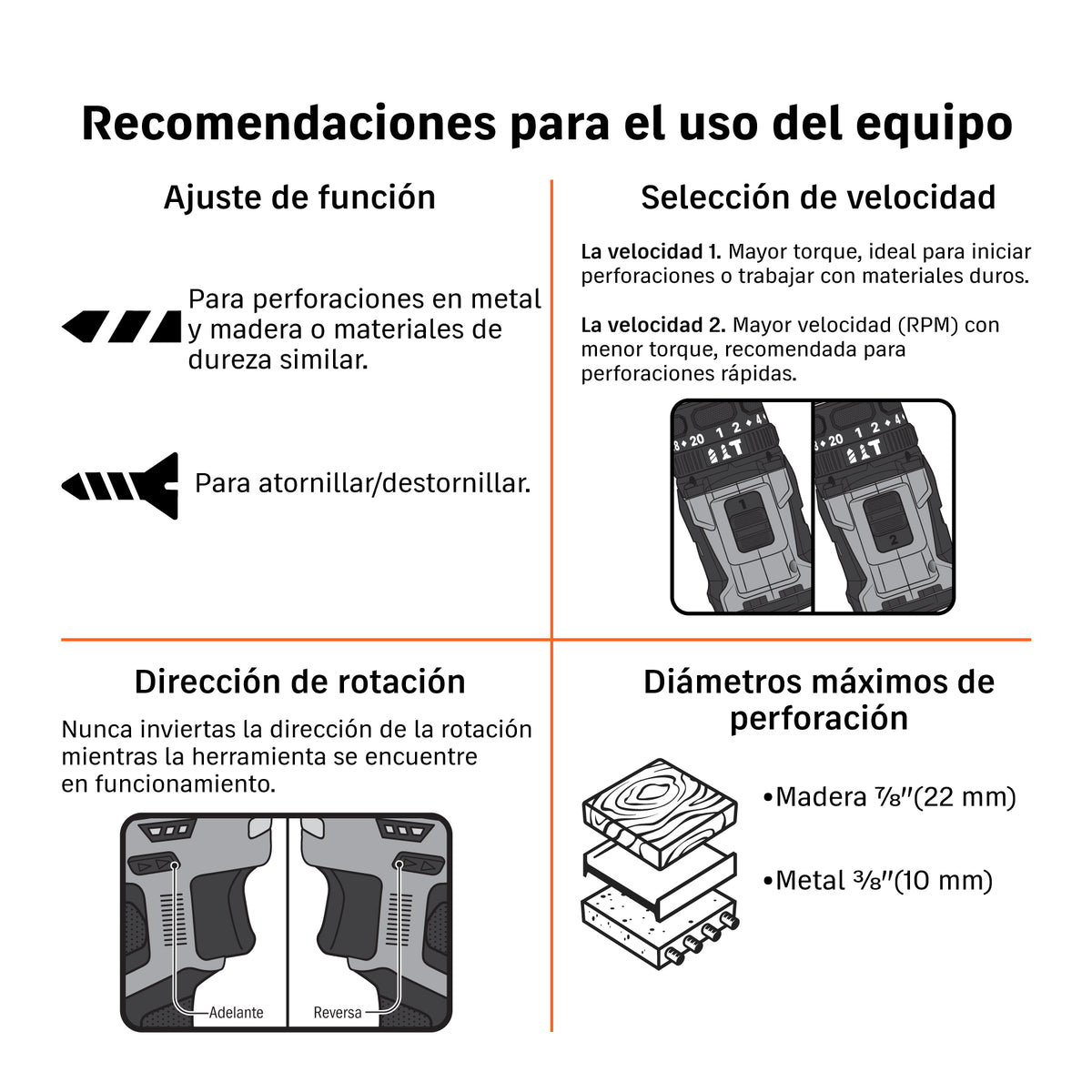 Taladro/destornillador 3/8", 12V, 1 batería 2Ah, TRUPER PRO · vista 4