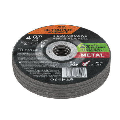 Disco de corte para metal de 4 1/2 pulgadas con espesor de 3 mm