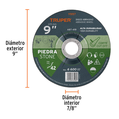 Disco de corte para piedra de 9 pulgadas con espesor de 3.2 mm