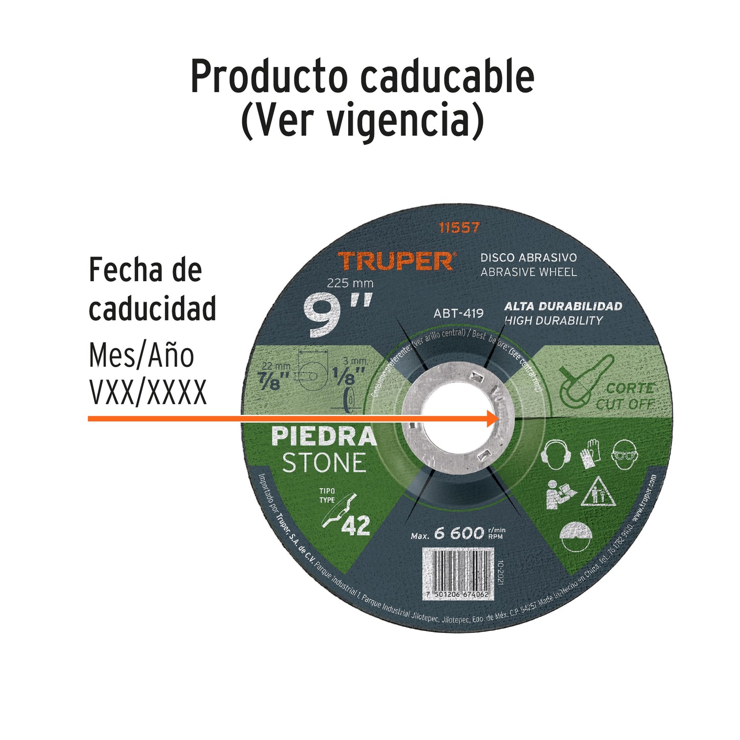 Disco de corte para piedra de 9 pulgadas con espesor de 3.2 mm