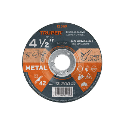 Disco de corte para metal de 4 1/2 pulgadas con espesor de 3.2 mm