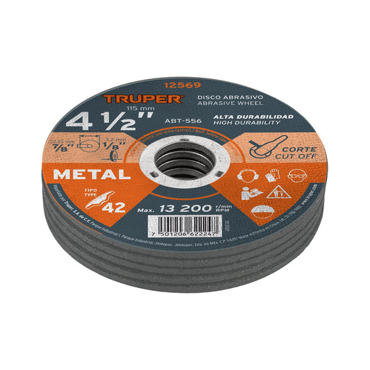 Disco de corte para metal de 4 1/2 pulgadas con espesor de 3.2 mm