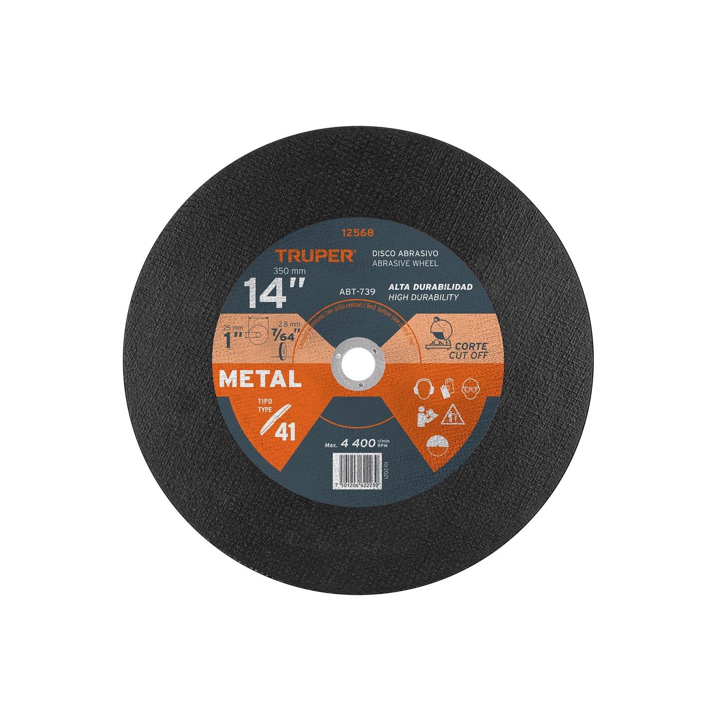 Disco tipo 41 de 14" para corte de metal con espesor 3.1 mm