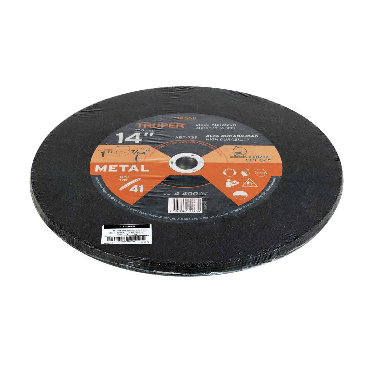 Disco tipo 41 de 14" para corte de metal con espesor 3.1 mm