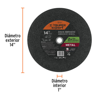 Disco tipo 41 de 14" para corte de metal con espesor 3.4 mm