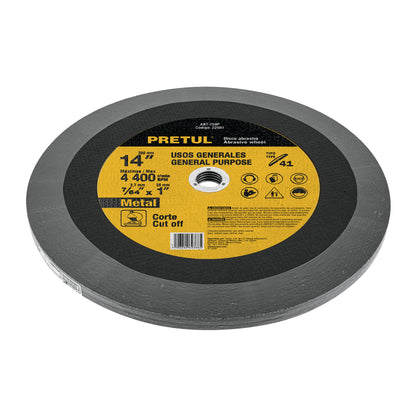 Disco tipo 41 de 14" para corte de metal con espesor 2.7 mm