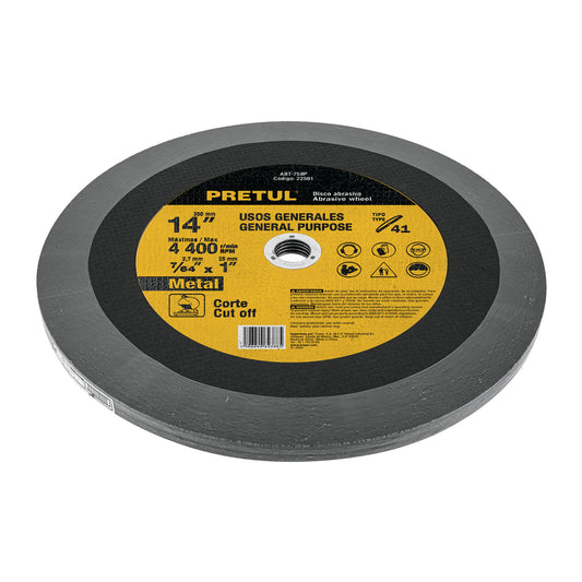 Disco tipo 41 de 14" para corte de metal con espesor 2.7 mm