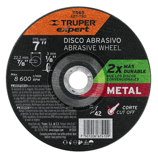 Disco de corte para metal de 7 pulgadas con espesor de 3 mm