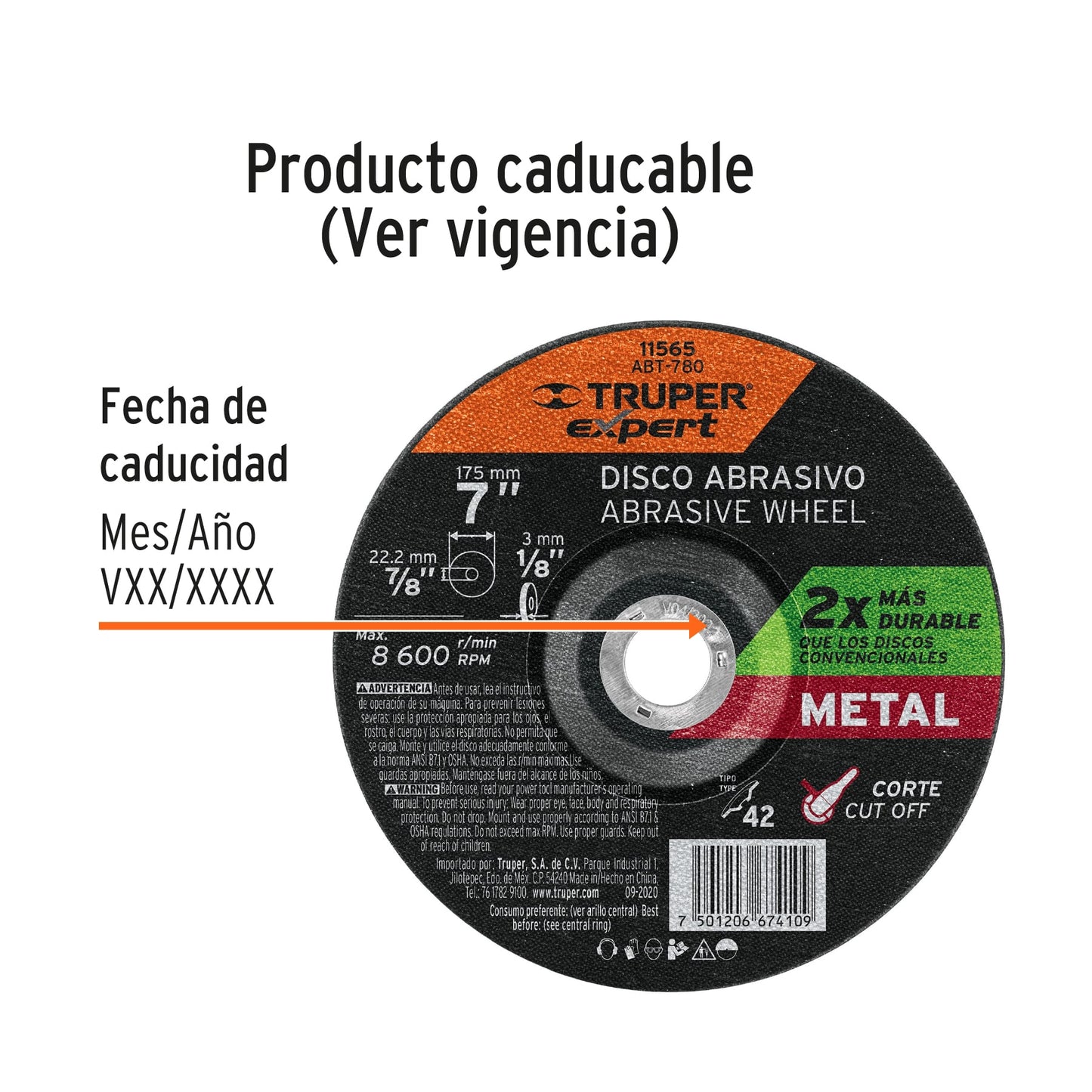 Disco de corte para metal de 7 pulgadas con espesor de 3 mm