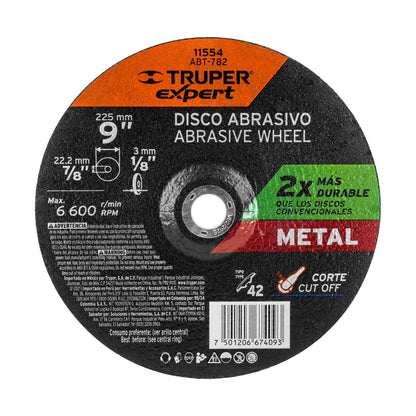 Disco de corte para metal de 9 pulgadas con espesor de 3 mm