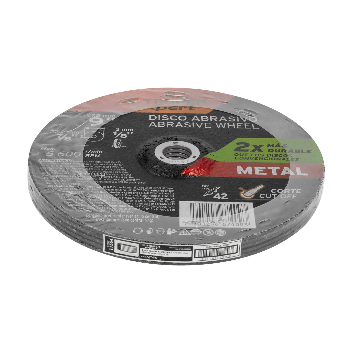 Disco de corte para metal de 9 pulgadas con espesor de 3 mm