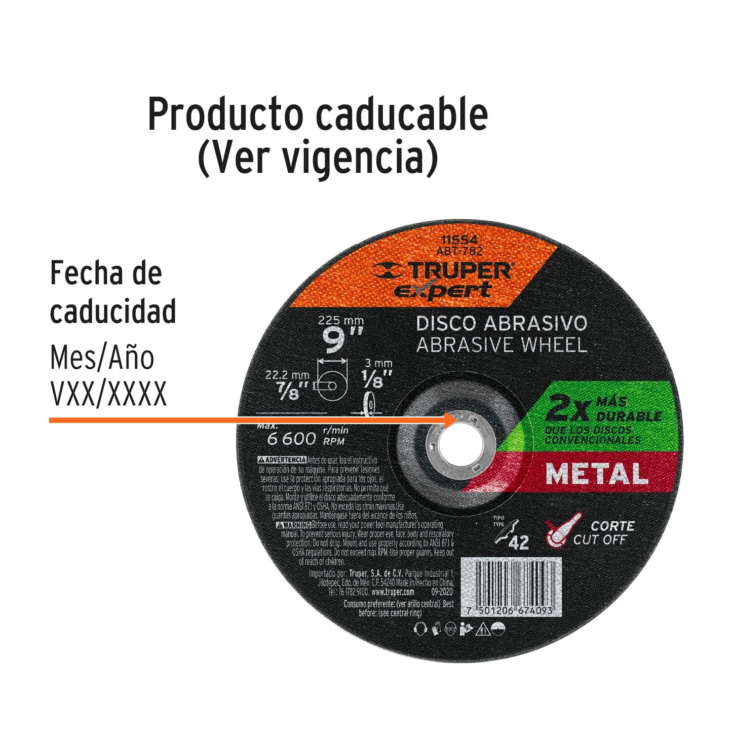 Disco de corte para metal de 9 pulgadas con espesor de 3 mm