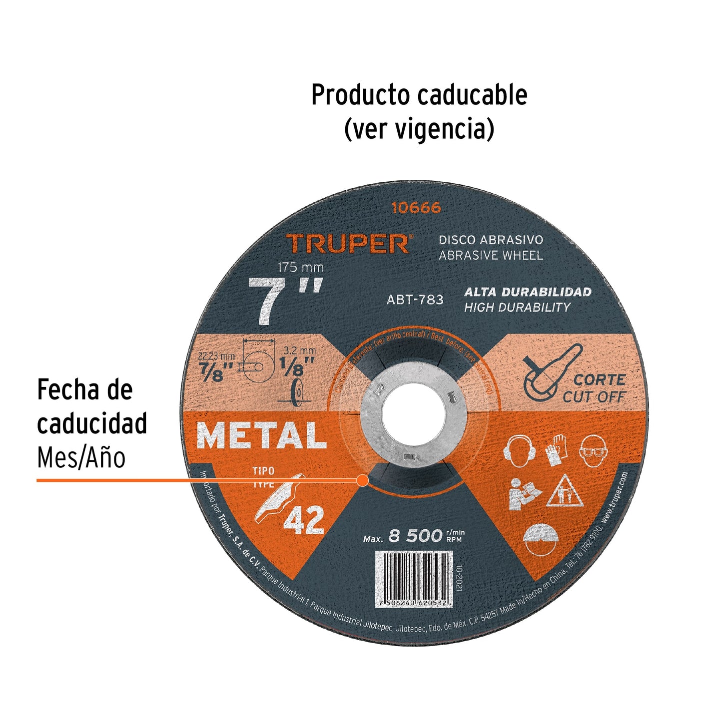 Disco de corte para metal de 7 pulgadas con espesor de 3.2 mm