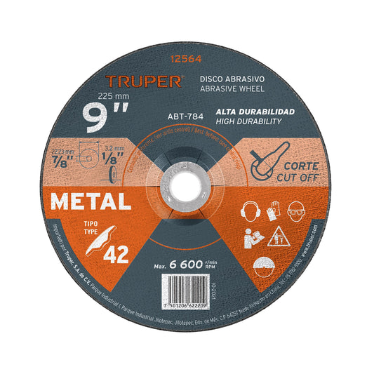 Disco de corte para metal de 9 pulgadas con espesor de 3.2 mm