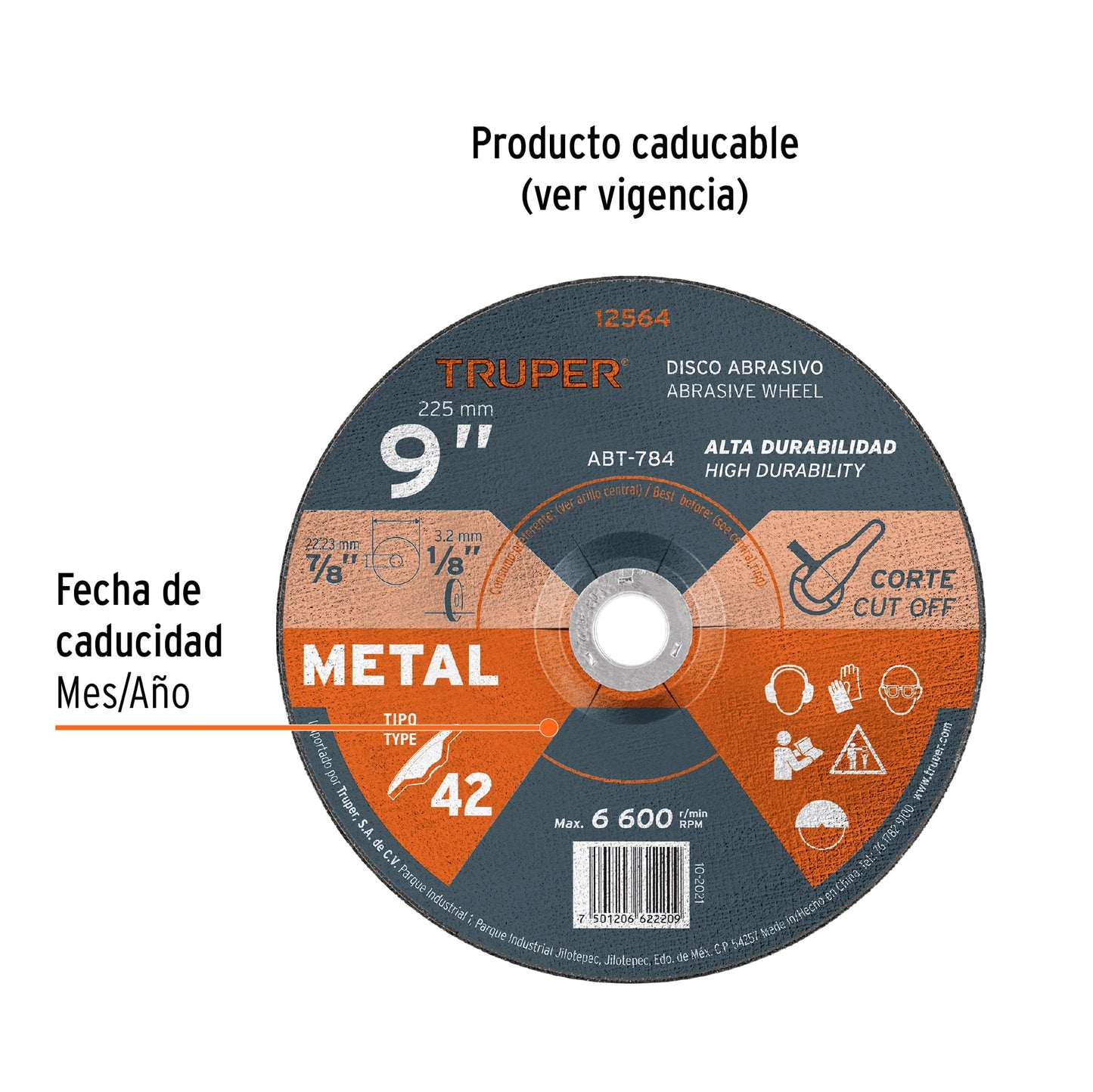Disco de corte para metal de 9 pulgadas con espesor de 3.2 mm