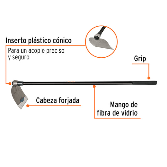 Azadón Centroamericano de 3.0 lb con mango de fibra de 137 cm