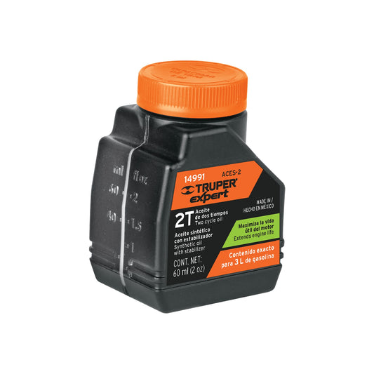 Aceite sintético para motor de 2 tiempos de 60 ml con estabilizador y tapa dosificadora