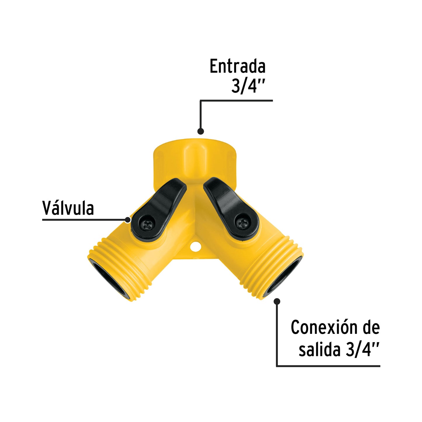 Conector en “Y” plástico de 3/4" para manguera