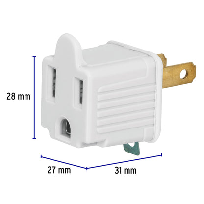 Adaptador de 3 a 2 blanco con ojillo para tierra física