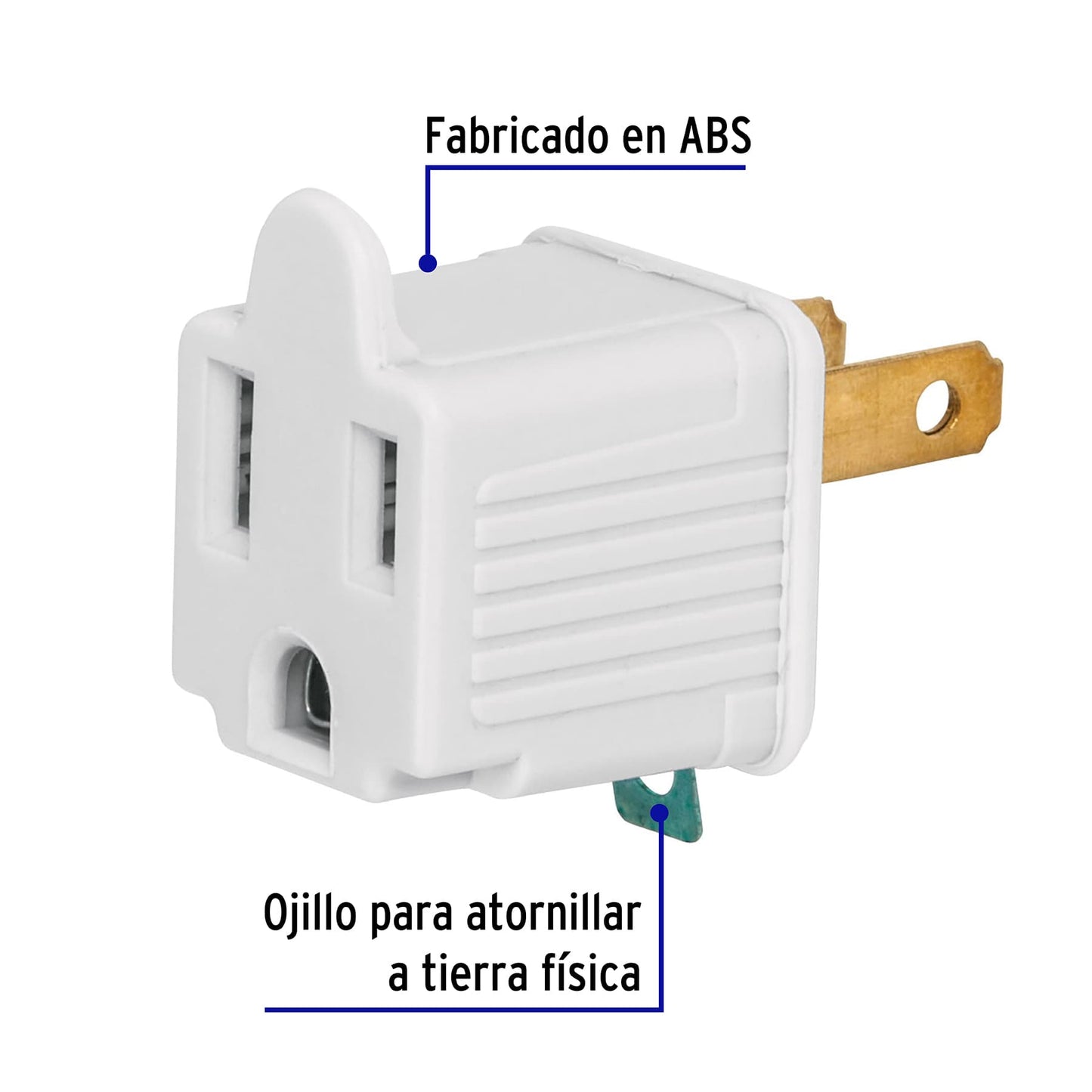 Bolsa con 2 adaptadores 3 a 2 blancos de 127 V y 15 A