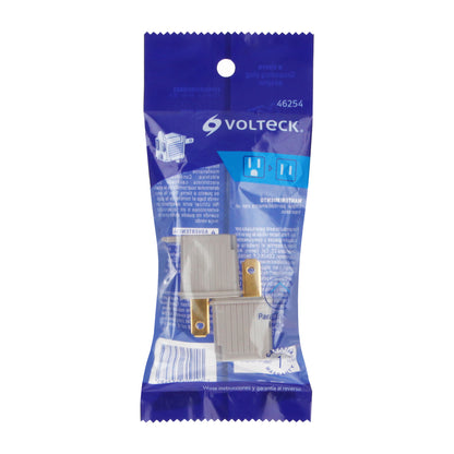 Bolsa con 2 adaptadores de 3 a 2 grises con ojillo para tierra física