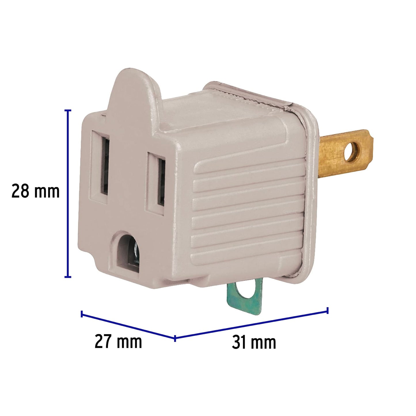 Bolsa con 2 adaptadores de 3 a 2 grises con ojillo para tierra física
