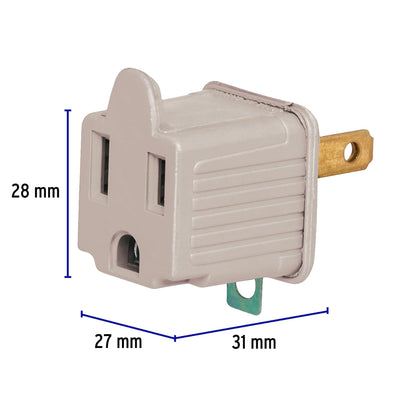Bolsa con 2 adaptadores de 3 a 2 grises con ojillo para tierra física