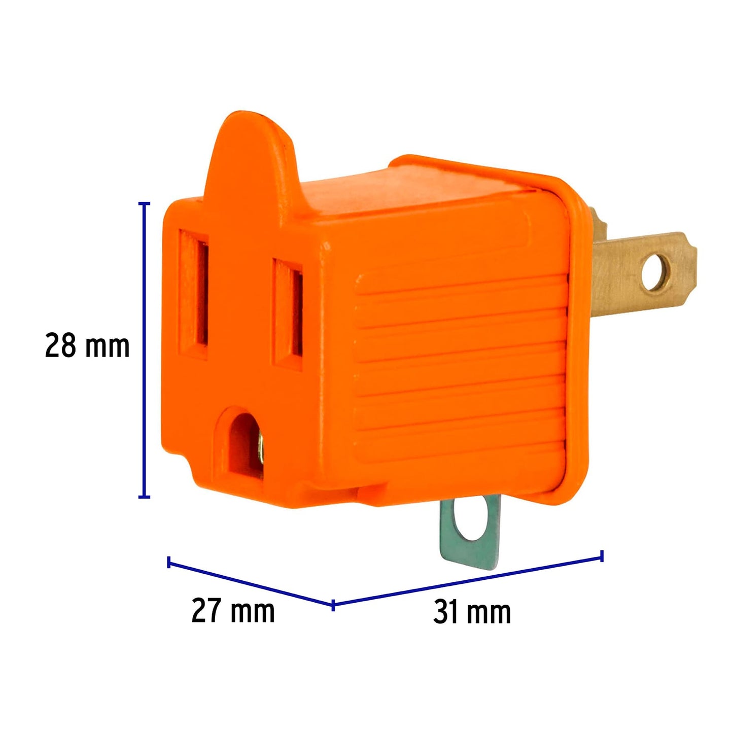 Bolsa con 2 adaptadores de 3 a 2 naranjas con ojillo para tierra física