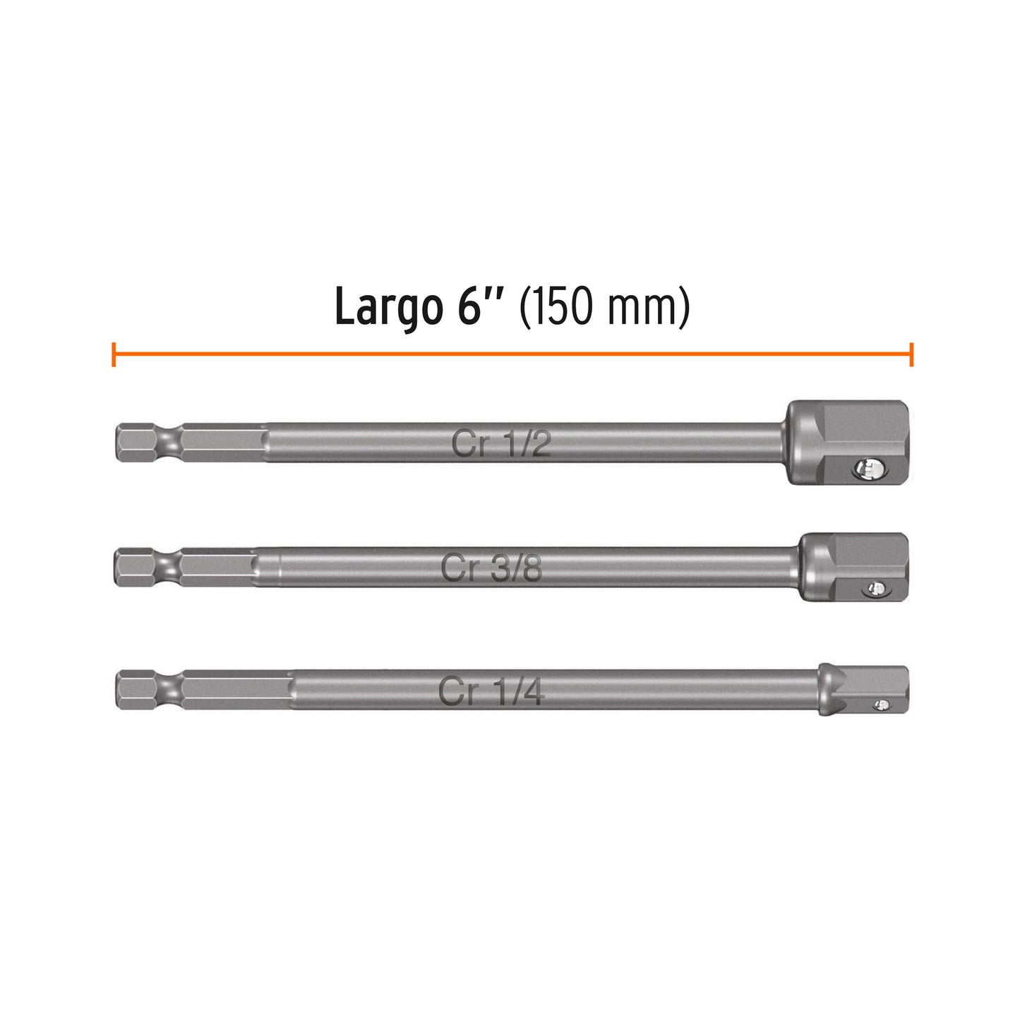 Juego de 3 Adaptadores Largos para Dados de Taladro