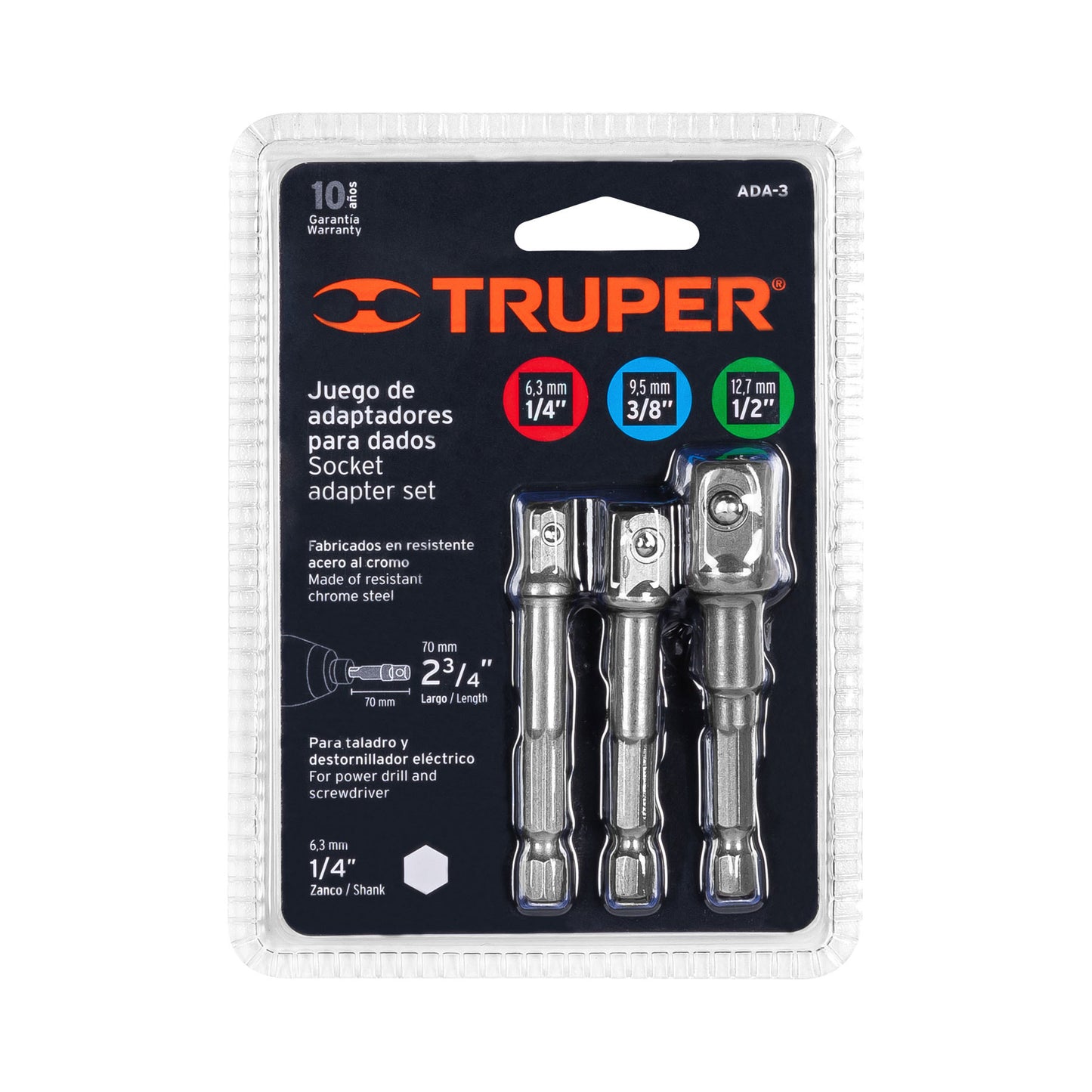 Juego de 3 Adaptadores para Dados de Taladro