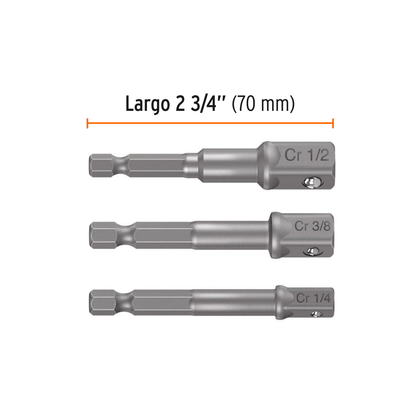 Juego de 3 Adaptadores para Dados de Taladro