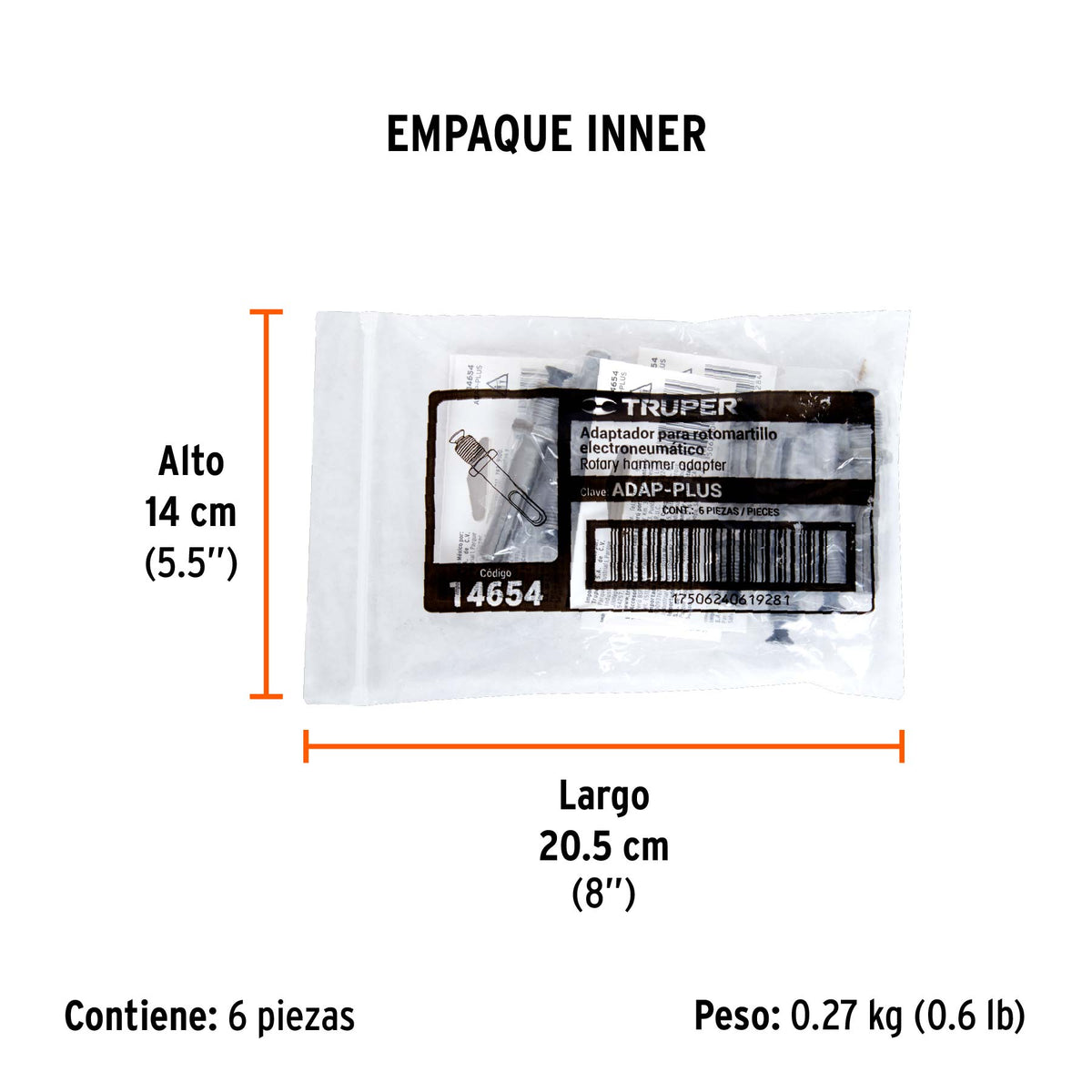 Adaptador SDS Plus para broquero de 1/2 pulg - SKU 14654