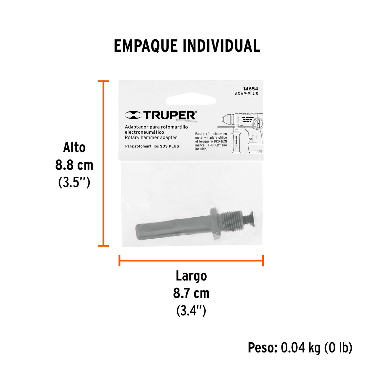Adaptador SDS Plus para broquero de 1/2 pulg - SKU 14654
