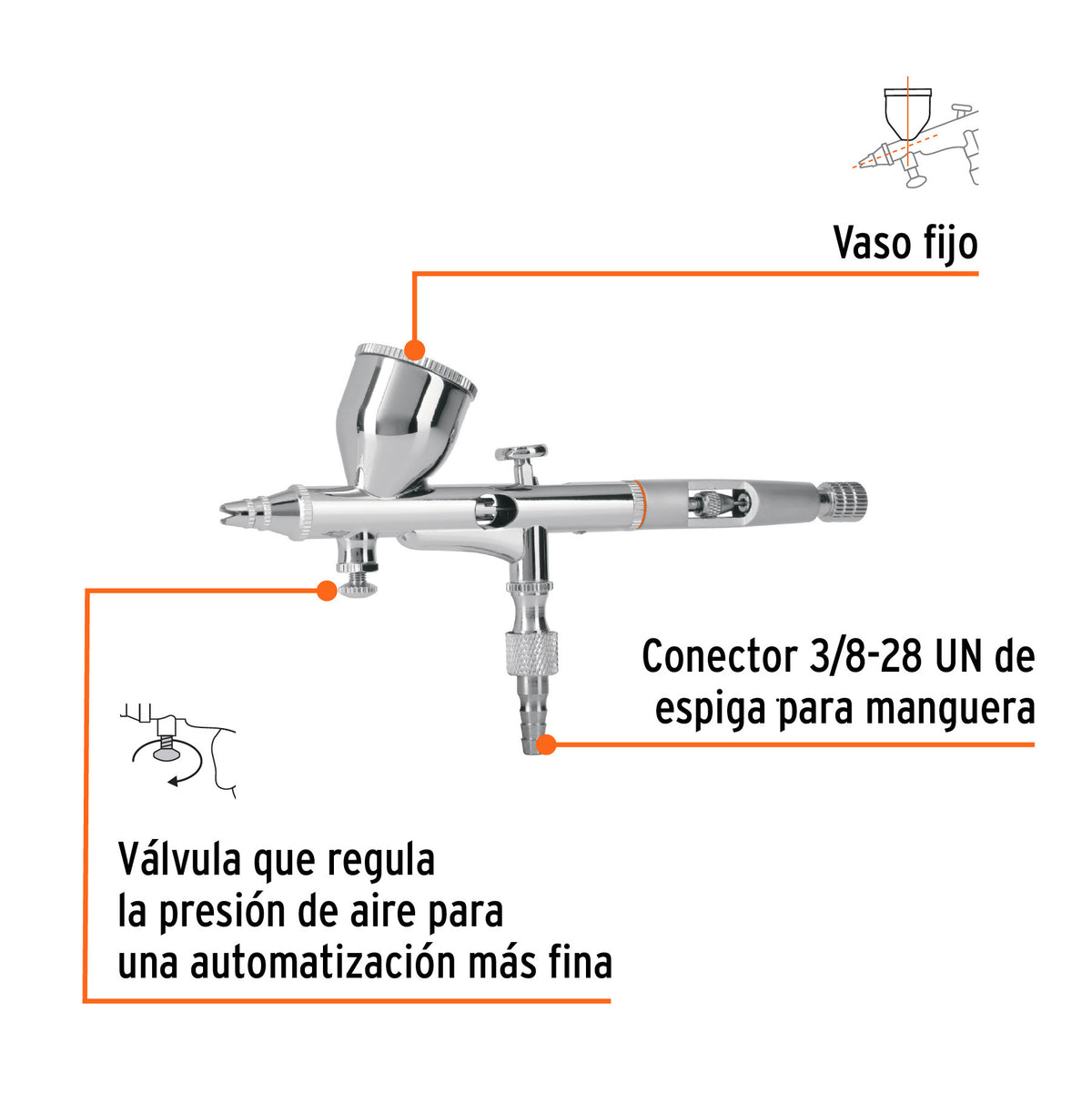 Pistola aerográfica de gravedad vaso fijo