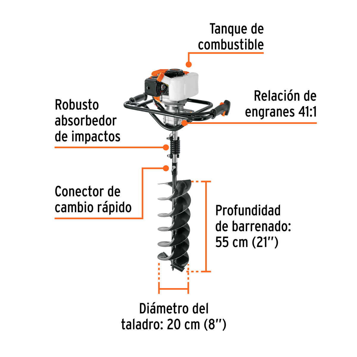Ahoyadora/motoperforadora a gasolina 52 cc · vista 2