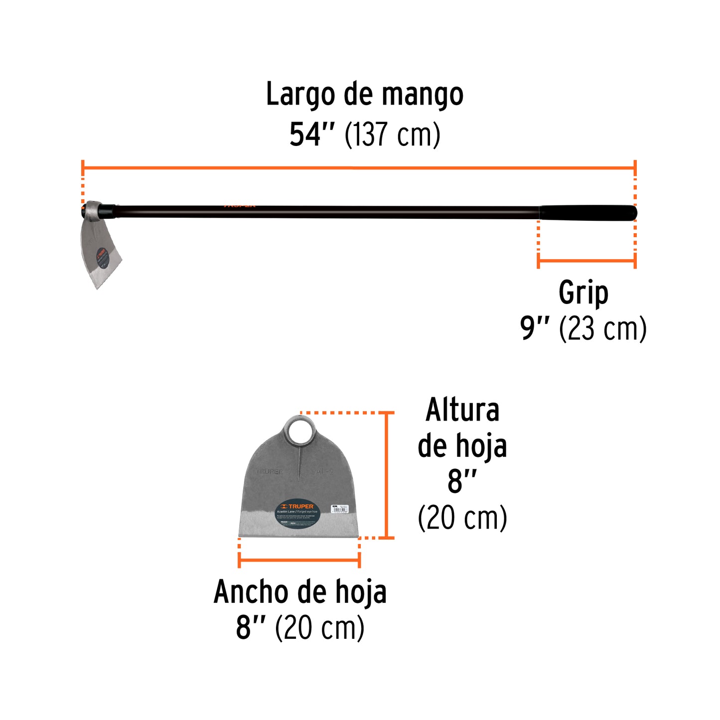 Azadón Lane No. 2 de 2.0 lb con mango de fibra de 137 cm