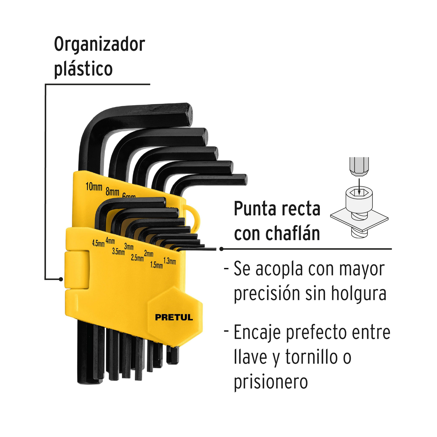 Juego 13 llaves hexagonales mm con organizador