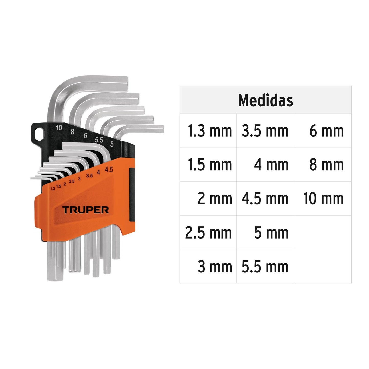 Juego 13 llaves hexagonales mm con organizador